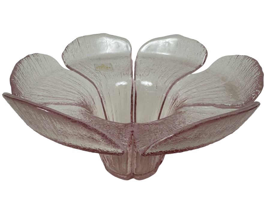 Vintage Viking Glass Handmade 6-Petal Floral Art Glass Centerpiece Bowl 8.5'W X 5'H