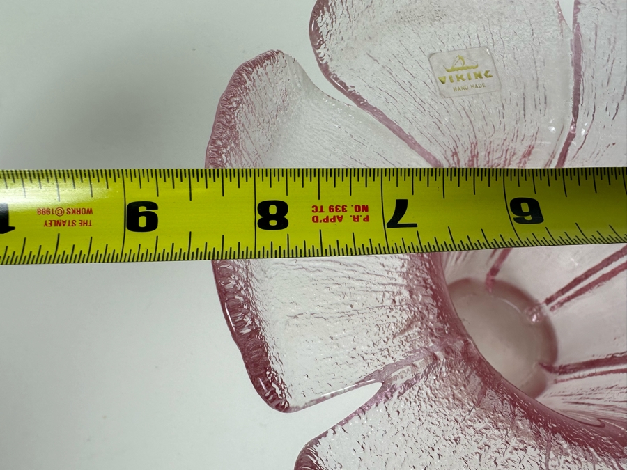 Vintage Viking Glass Handmade 6-Petal Floral Art Glass Centerpiece Bowl 8.5'W X 5'H [Photo 8]