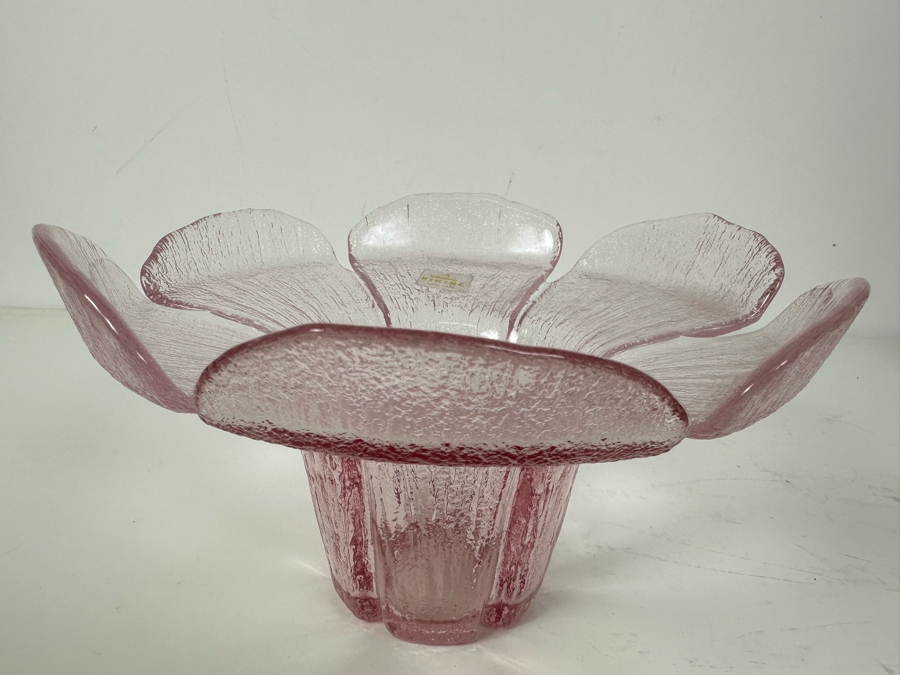 Vintage Viking Glass Handmade 6-Petal Floral Art Glass Centerpiece Bowl 8.5'W X 5'H [Photo 3]