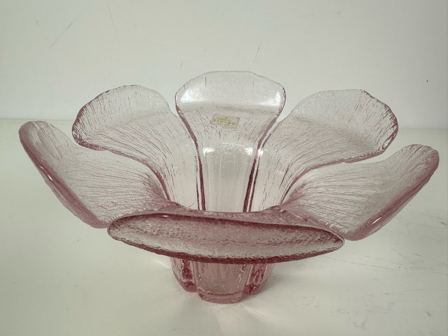 Vintage Viking Glass Handmade 6-Petal Floral Art Glass Centerpiece Bowl 8.5'W X 5'H [Photo 4]