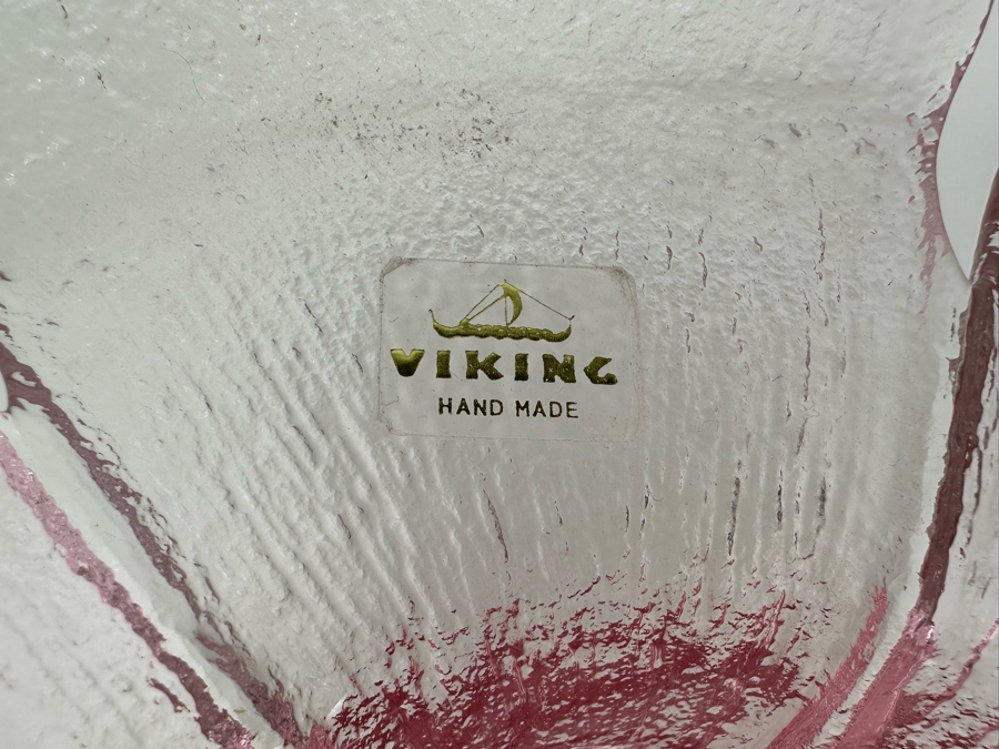 Vintage Viking Glass Handmade 6-Petal Floral Art Glass Centerpiece Bowl 8.5'W X 5'H [Photo 6]