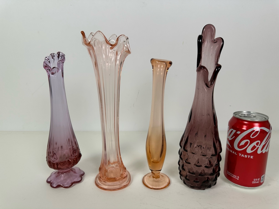 Vintage Collection Of Four Swung Art Glass Vases 8.5'H - 10.5'H [Photo 3]