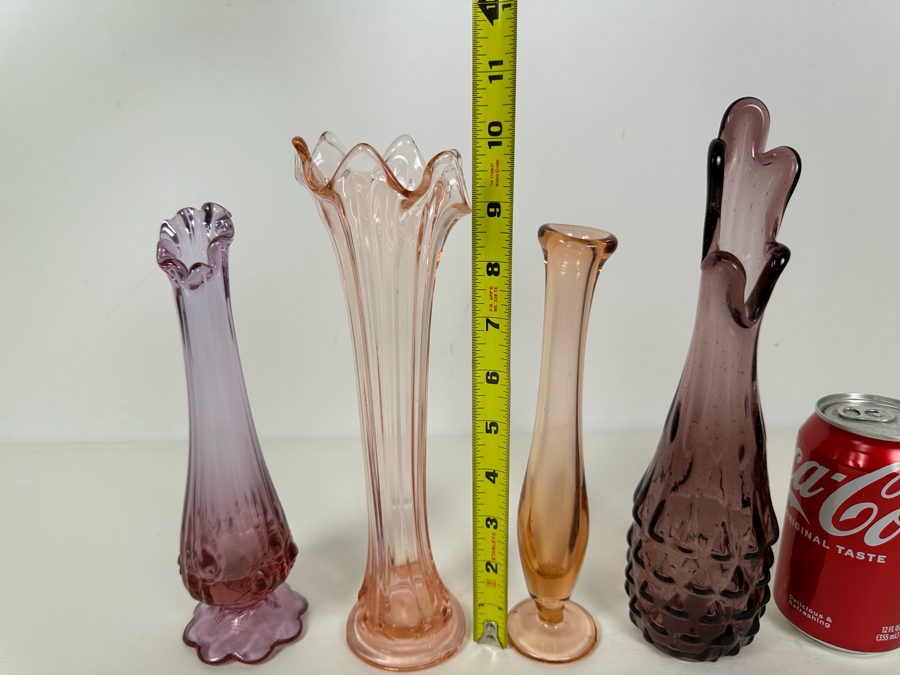 Vintage Collection Of Four Swung Art Glass Vases 8.5'H - 10.5'H [Photo 4]