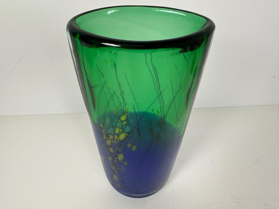 Vintage Signed Bohemian Art Glass Vase Handmade In Czech Republic 11'H [Photo 2]