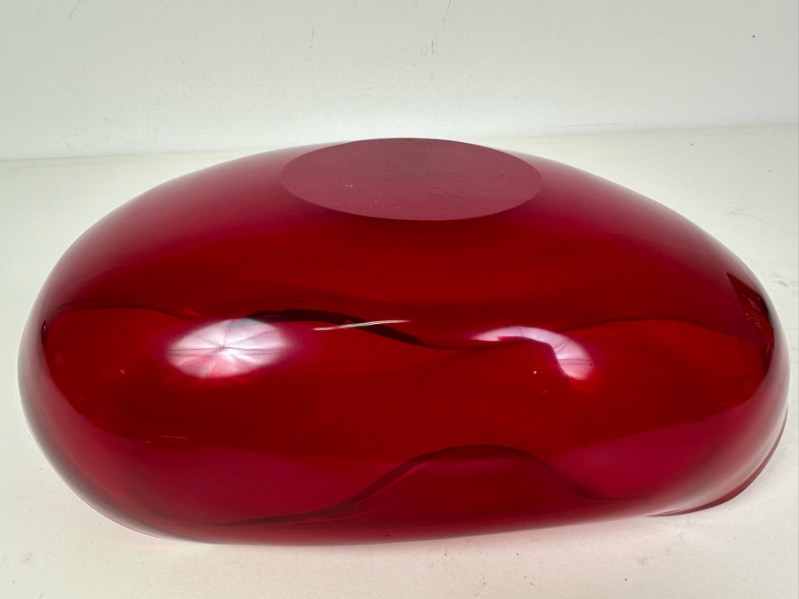 Vintage Red Art Glass Bowl 12'W X 6.5'D X 5'H [Photo 6]