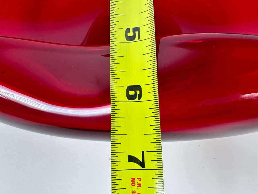Vintage Red Art Glass Bowl 12'W X 6.5'D X 5'H [Photo 8]
