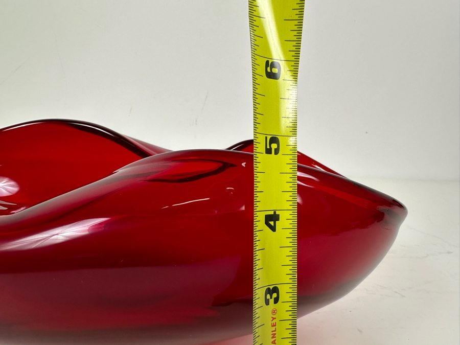 Vintage Red Art Glass Bowl 12'W X 6.5'D X 5'H [Photo 9]