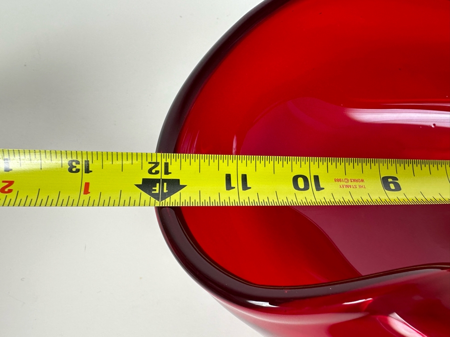 Vintage Red Art Glass Bowl 12'W X 6.5'D X 5'H [Photo 7]
