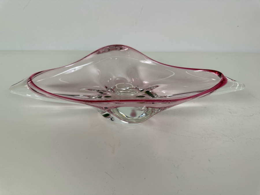 Stunning Vintage MCM Italian Murano Glass Centerpiece Bowl Pink 15'W X 7'D X 4'H [Photo 11]