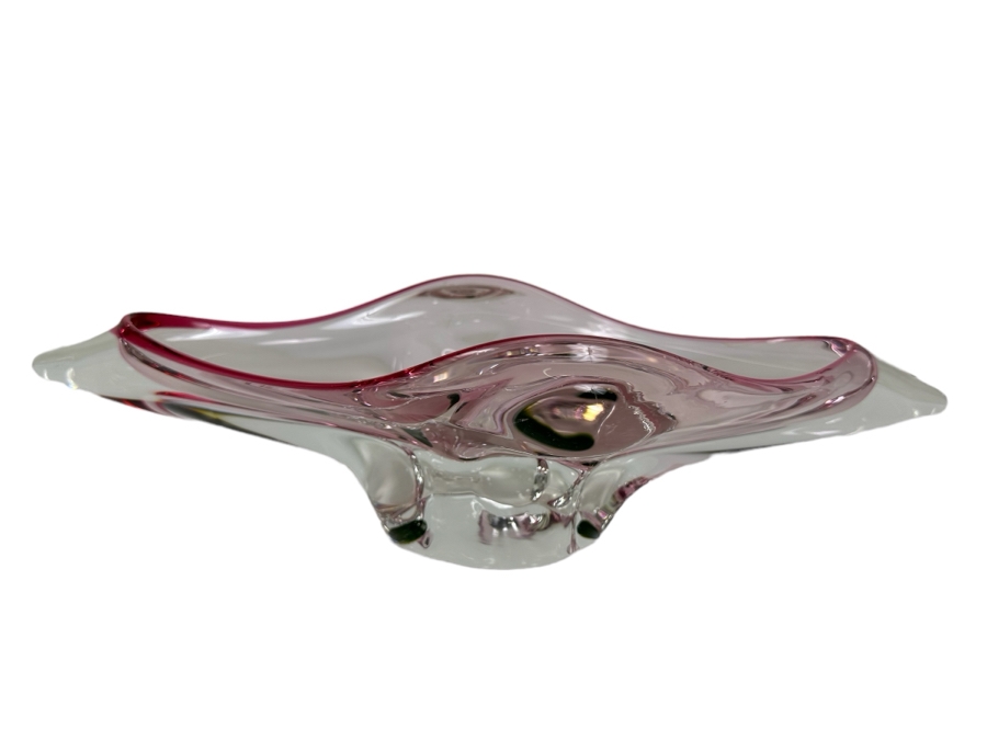 Stunning Vintage MCM Italian Murano Glass Centerpiece Bowl Pink 15'W X 7'D X 4'H [Photo 2]