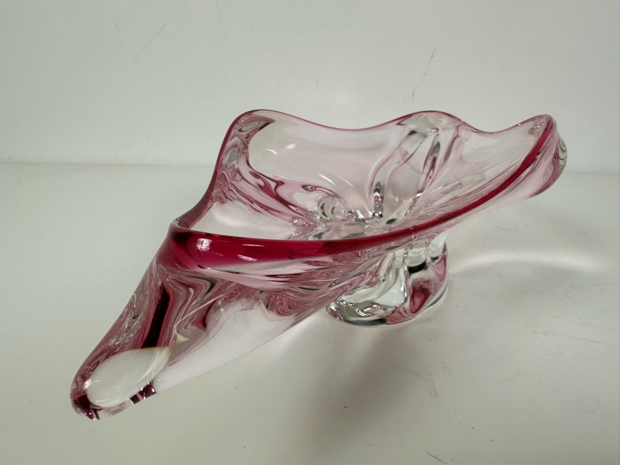 Stunning Vintage MCM Italian Murano Glass Centerpiece Bowl Pink 15'W X 7'D X 4'H [Photo 7]