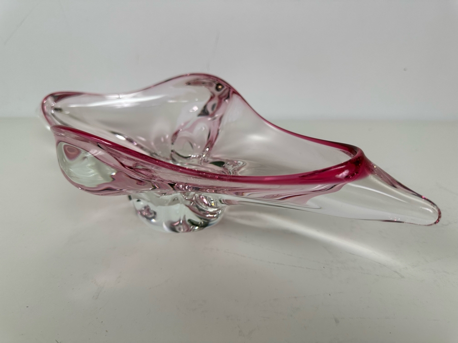 Stunning Vintage MCM Italian Murano Glass Centerpiece Bowl Pink 15'W X 7'D X 4'H [Photo 8]