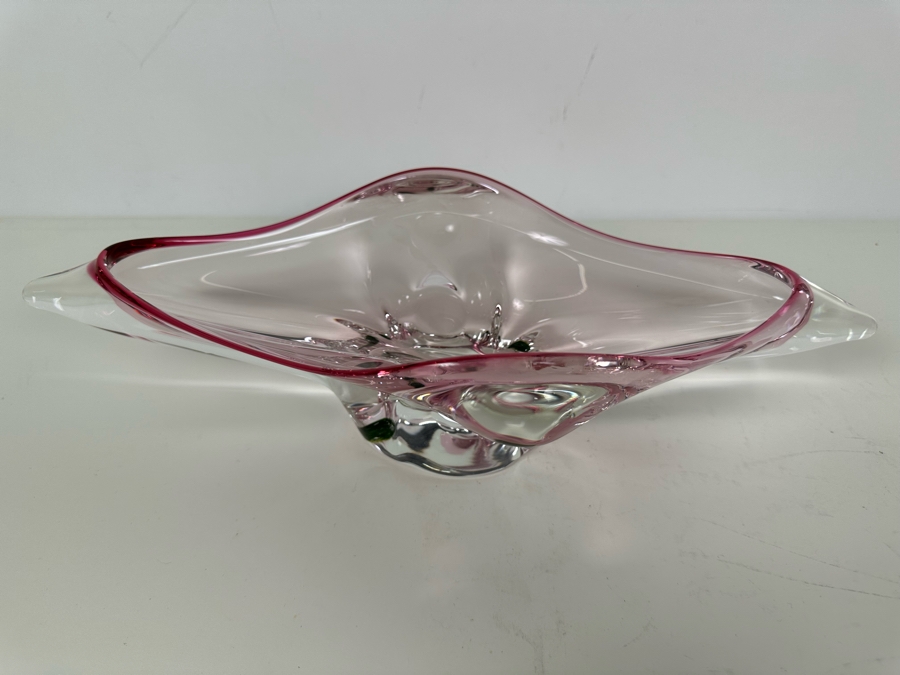 Stunning Vintage MCM Italian Murano Glass Centerpiece Bowl Pink 15'W X 7'D X 4'H [Photo 5]
