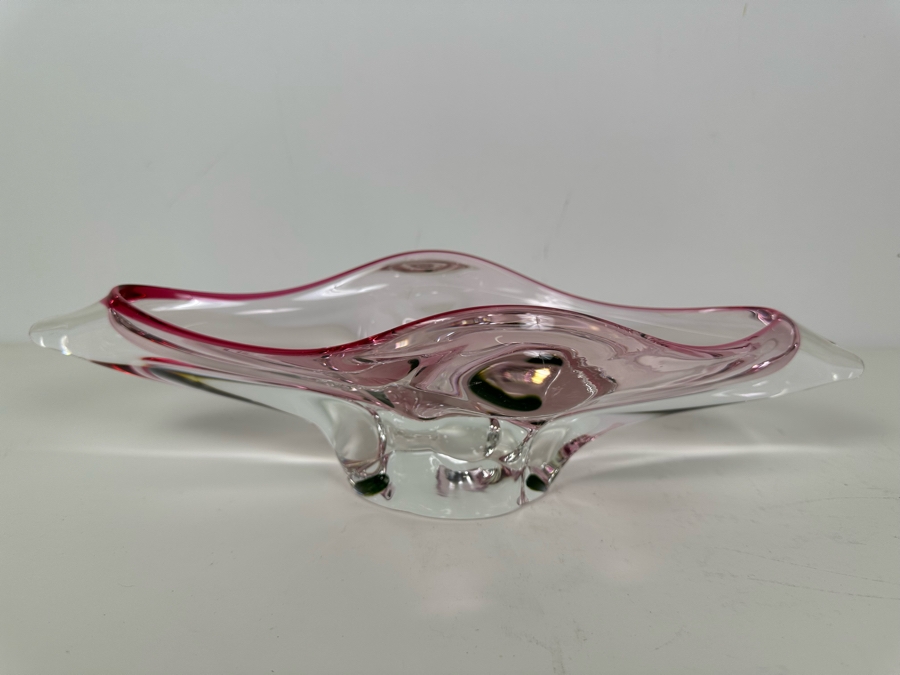 Stunning Vintage MCM Italian Murano Glass Centerpiece Bowl Pink 15'W X 7'D X 4'H [Photo 4]