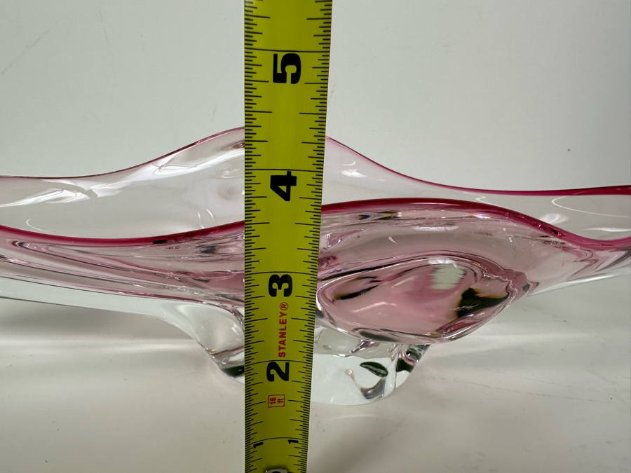 Stunning Vintage MCM Italian Murano Glass Centerpiece Bowl Pink 15'W X 7'D X 4'H [Photo 15]