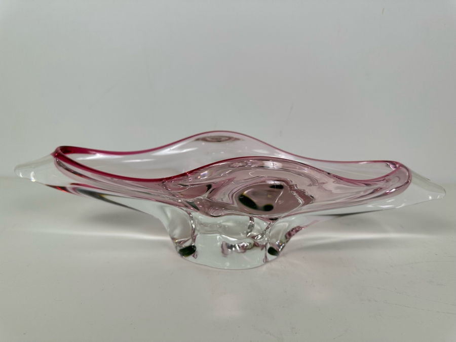 Stunning Vintage MCM Italian Murano Glass Centerpiece Bowl Pink 15'W X 7'D X 4'H [Photo 6]