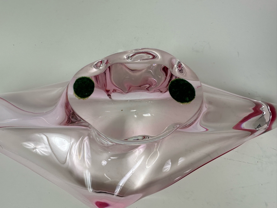 Stunning Vintage MCM Italian Murano Glass Centerpiece Bowl Pink 15'W X 7'D X 4'H [Photo 13]