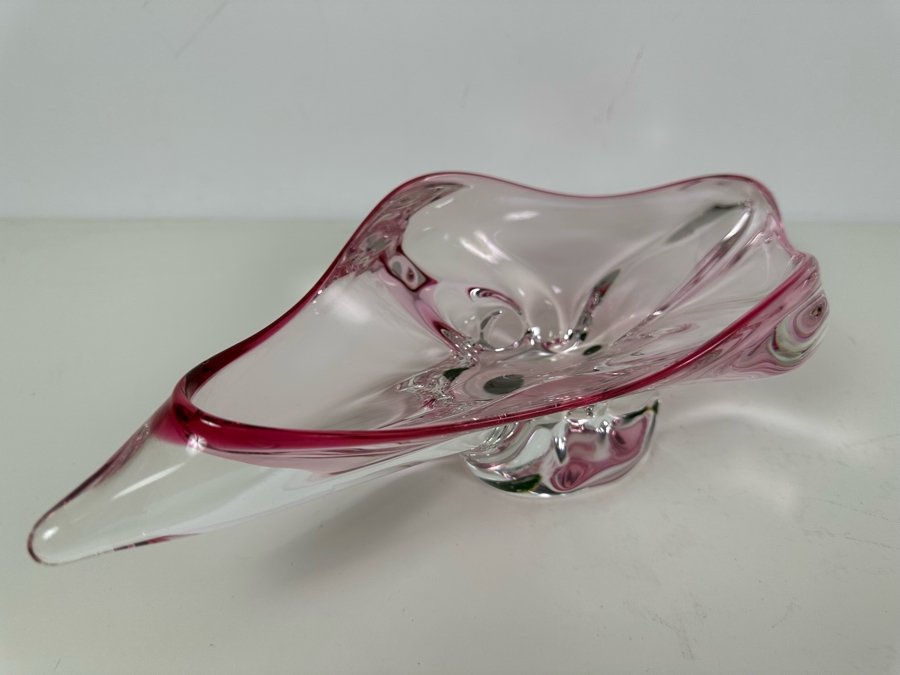 Stunning Vintage MCM Italian Murano Glass Centerpiece Bowl Pink 15'W X 7'D X 4'H [Photo 3]