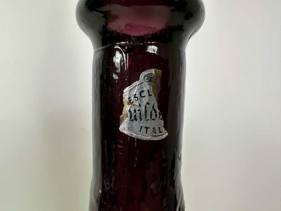 Two Vintage MCM Empoli Glass Genie Bottles Decanters Italian Glass In Green With Stopper & Amethyst Purple 22'H And 17'H [Photo 4]