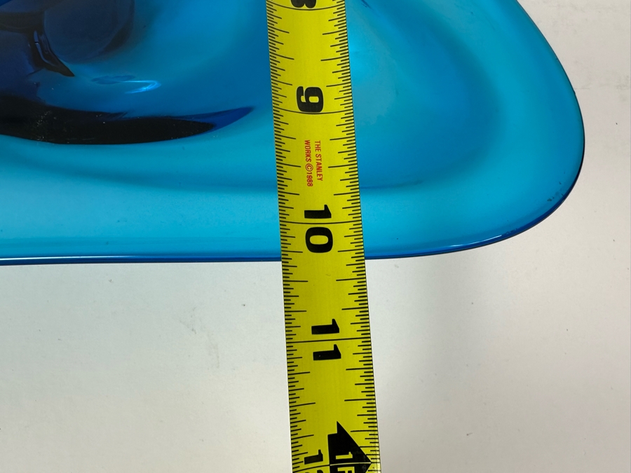 Vintage Blue Art Glass Bowl 11.5'W X 10'D X 2.5'H [Photo 8]