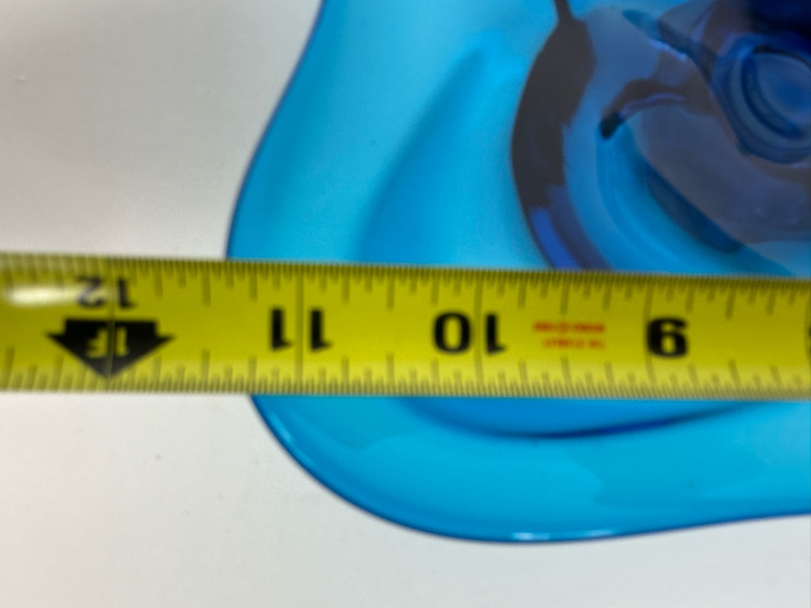 Vintage Blue Art Glass Bowl 11.5'W X 10'D X 2.5'H [Photo 7]