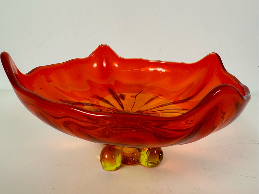 Vintage Viking Amberina Glass Footed Bowl 10'W X 5'H [Photo 5]