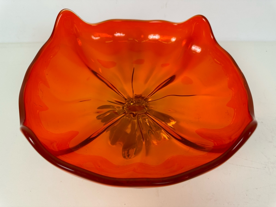 Vintage Viking Amberina Glass Footed Bowl 10'W X 5'H [Photo 4]