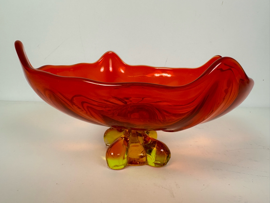 Vintage Viking Amberina Glass Footed Bowl 10'W X 5'H [Photo 7]