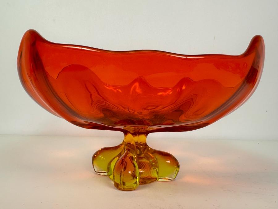 Vintage Viking Amberina Glass Footed Bowl 10'W X 5'H [Photo 3]