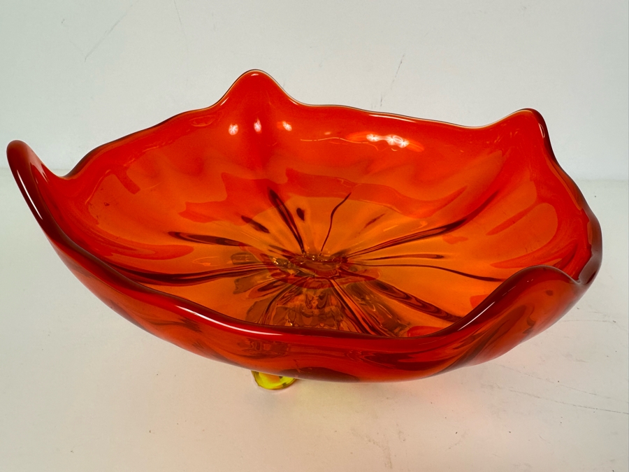 Vintage Viking Amberina Glass Footed Bowl 10'W X 5'H [Photo 6]