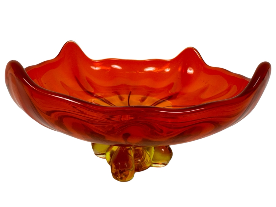 Vintage Viking Amberina Glass Footed Bowl 10'W X 5'H [Photo 1]
