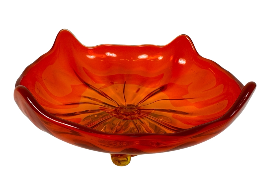 Vintage Viking Amberina Glass Footed Bowl 10'W X 5'H [Photo 2]