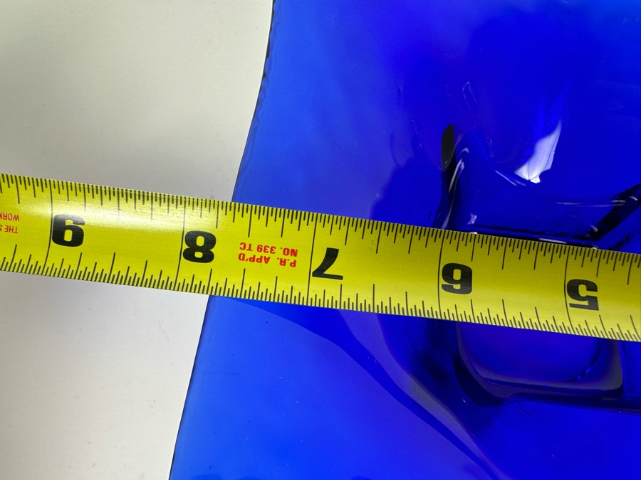 Blue Art Glass Bowl 8'W X 3'H (L) And Signed Orrefors Sweden Crystal Bowl 3.75'H (R) [Photo 9]