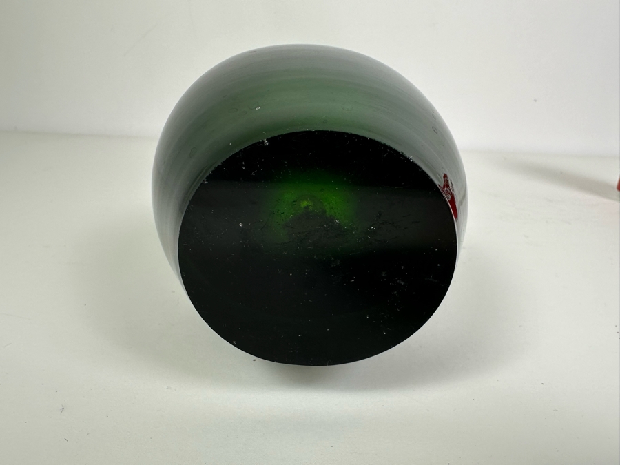 Vintage Mid-Century Modern Swedish Swung Tall Green Glass Vase 17.5'H [Photo 6]