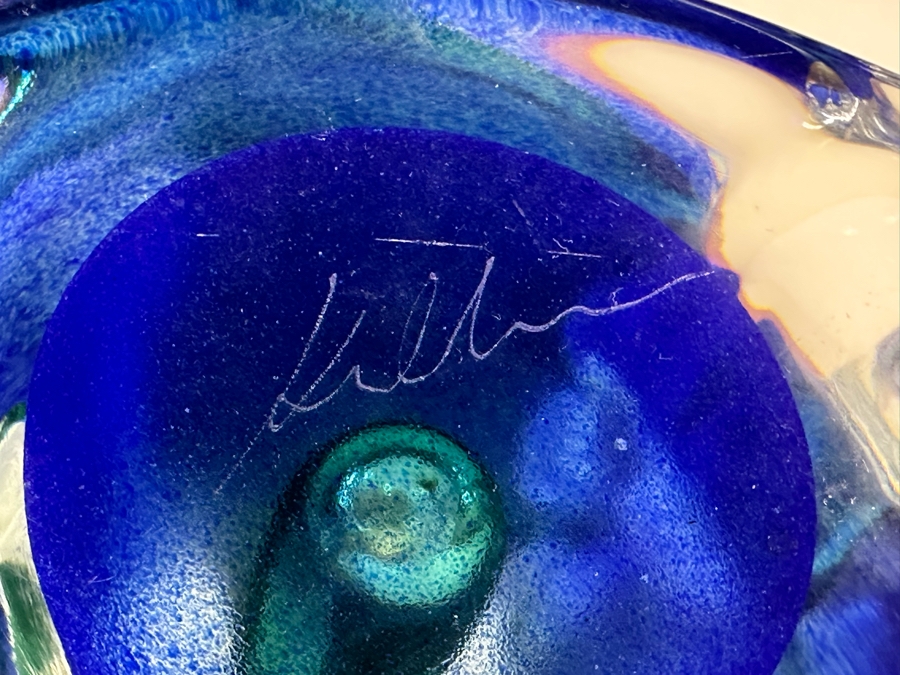 Stunning Artist Signed Heavy Art Glass Vase 12.5'H [Photo 10]