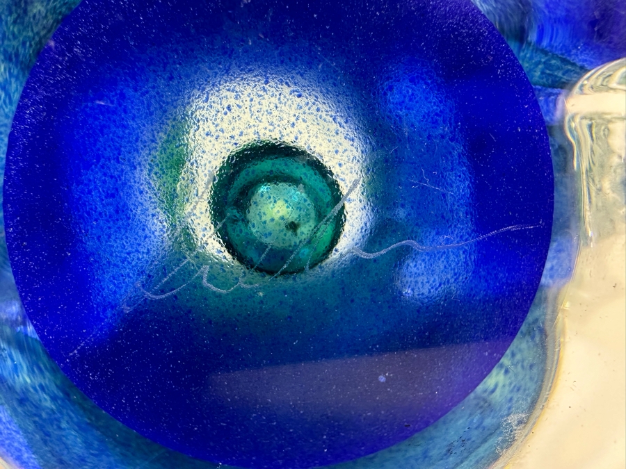 Stunning Artist Signed Heavy Art Glass Vase 12.5'H [Photo 8]