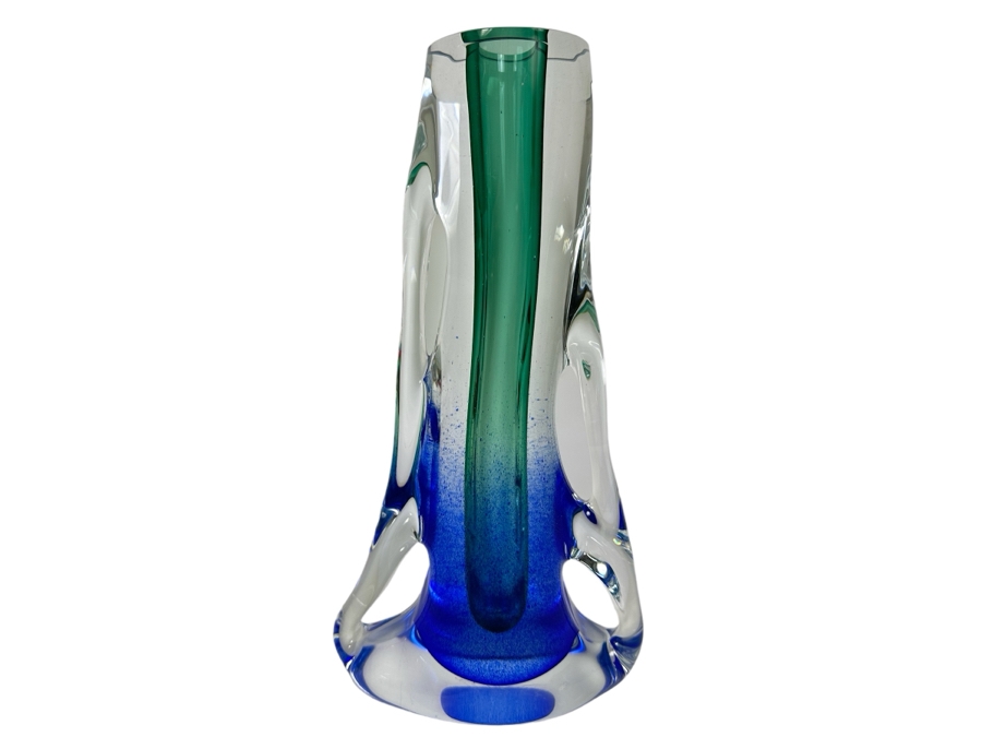 Stunning Artist Signed Heavy Art Glass Vase 12.5'H [Photo 1]
