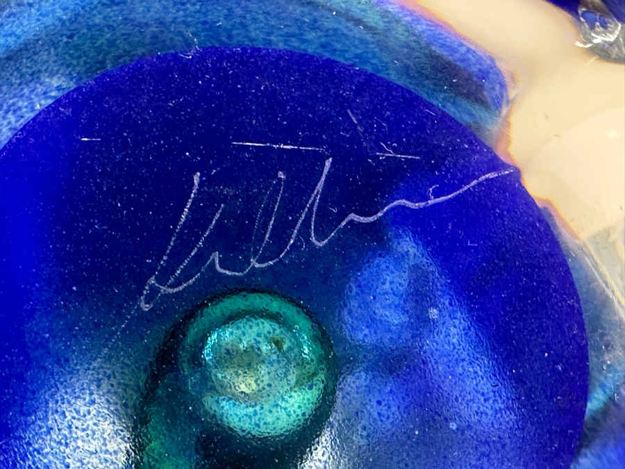 Stunning Artist Signed Heavy Art Glass Vase 12.5'H [Photo 9]