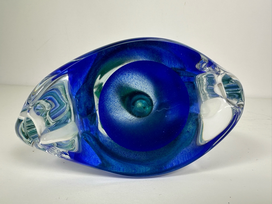 Stunning Artist Signed Heavy Art Glass Vase 12.5'H [Photo 7]