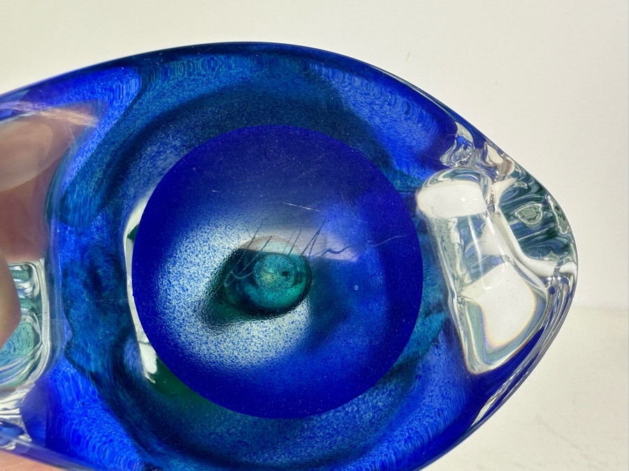 Stunning Artist Signed Heavy Art Glass Vase 12.5'H [Photo 6]