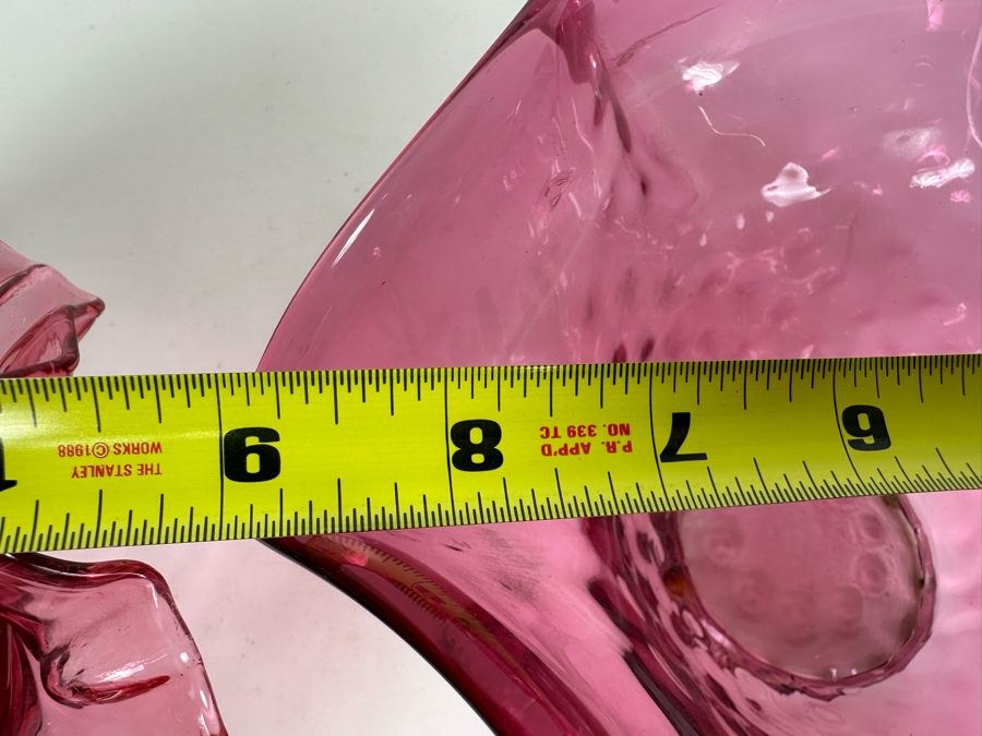Pink Fenton Glass Bowl 6'W (L) And Pink Glass Bowl 9'W (R) [Photo 7]