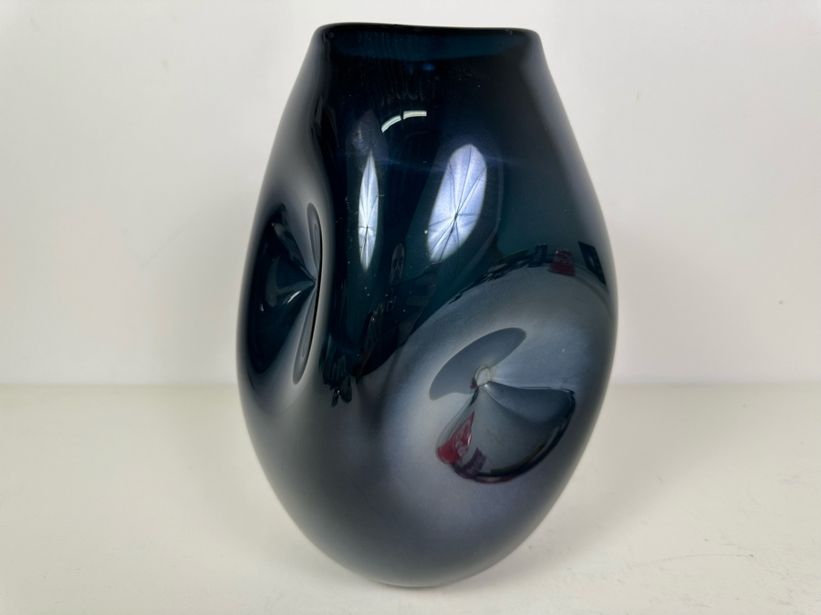Vintage Italian Hand Blown Dimpled Art Glass Vase 10.5'H [Photo 4]