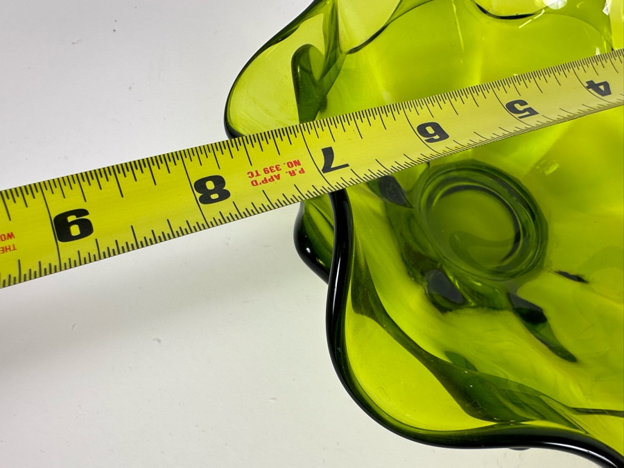 Vintage Viking Green Art Glass Bowl (L) And Mid-Century Blenko Glass Lotus Bowl 9'W [Photo 10]