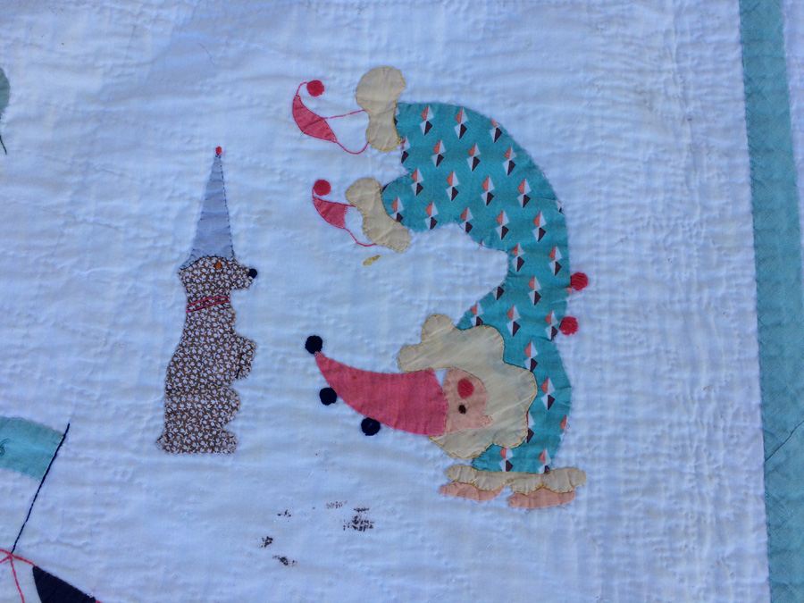 1936 Quilt with Clowns, Balloons, Carousel Horses [Photo 6]