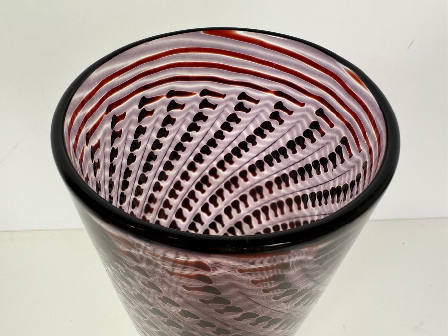 Vintage Michael David And Kit Karbler Artist Signed Art Glass Vase 12.75'H [Photo 2]