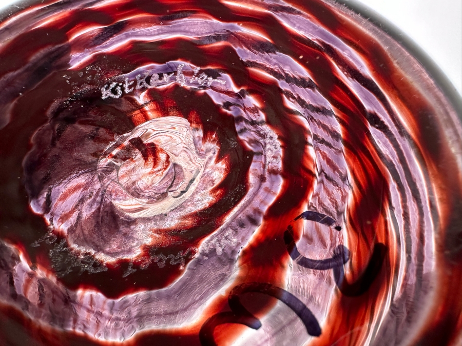 Vintage Michael David And Kit Karbler Artist Signed Art Glass Vase 12.75'H [Photo 14]