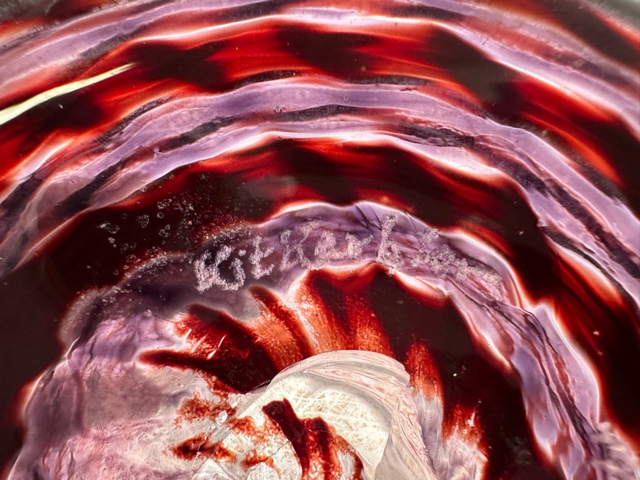 Vintage Michael David And Kit Karbler Artist Signed Art Glass Vase 12.75'H [Photo 9]