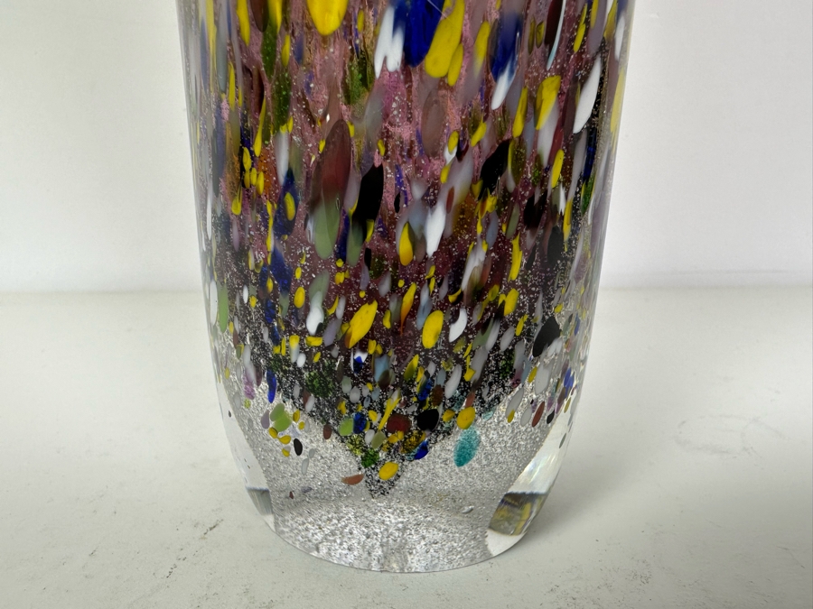 Artist Signed Polychrome Art Glass Vase 12'H [Photo 3]