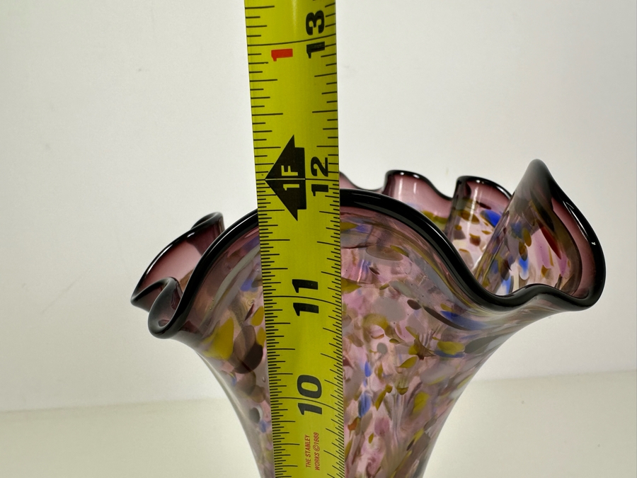 Artist Signed Polychrome Art Glass Vase 12'H [Photo 6]