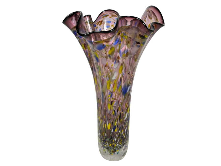 Artist Signed Polychrome Art Glass Vase 12'H [Photo 1]